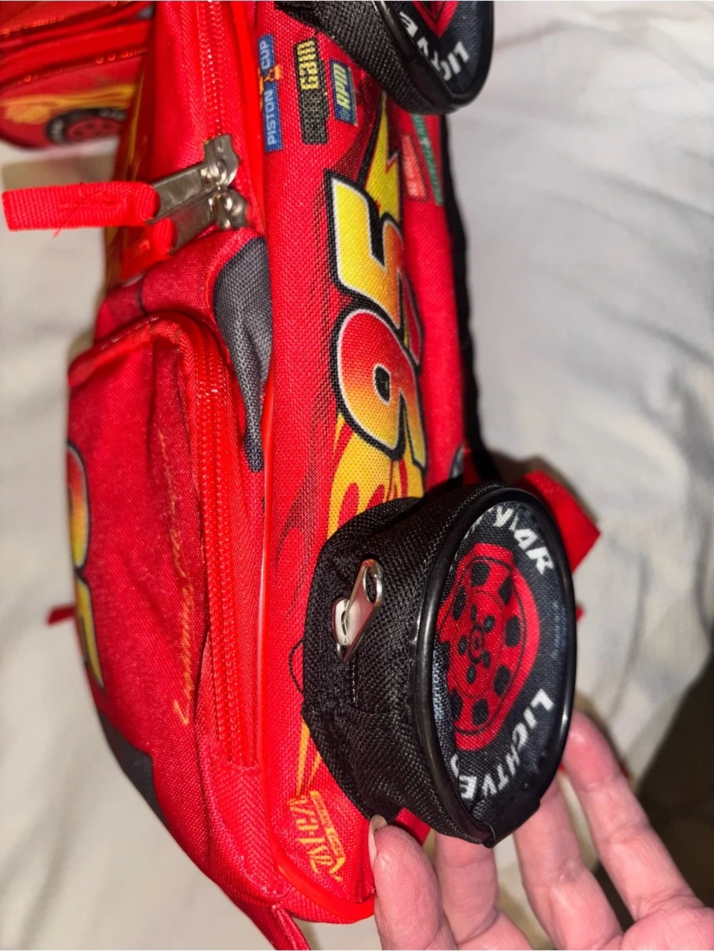 New Disney Pixar Cars Lightning McQueen Rust-eze Red Kids Backpack + lunch bag - Picture 8 of 10